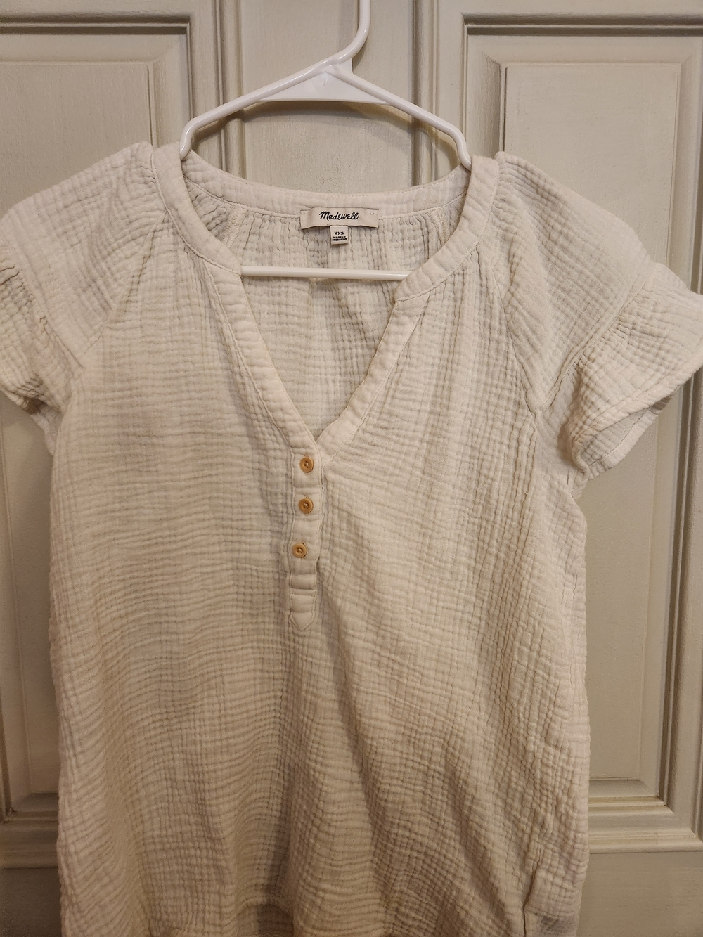 Madewell Cream Gauze Button V-Neck Top